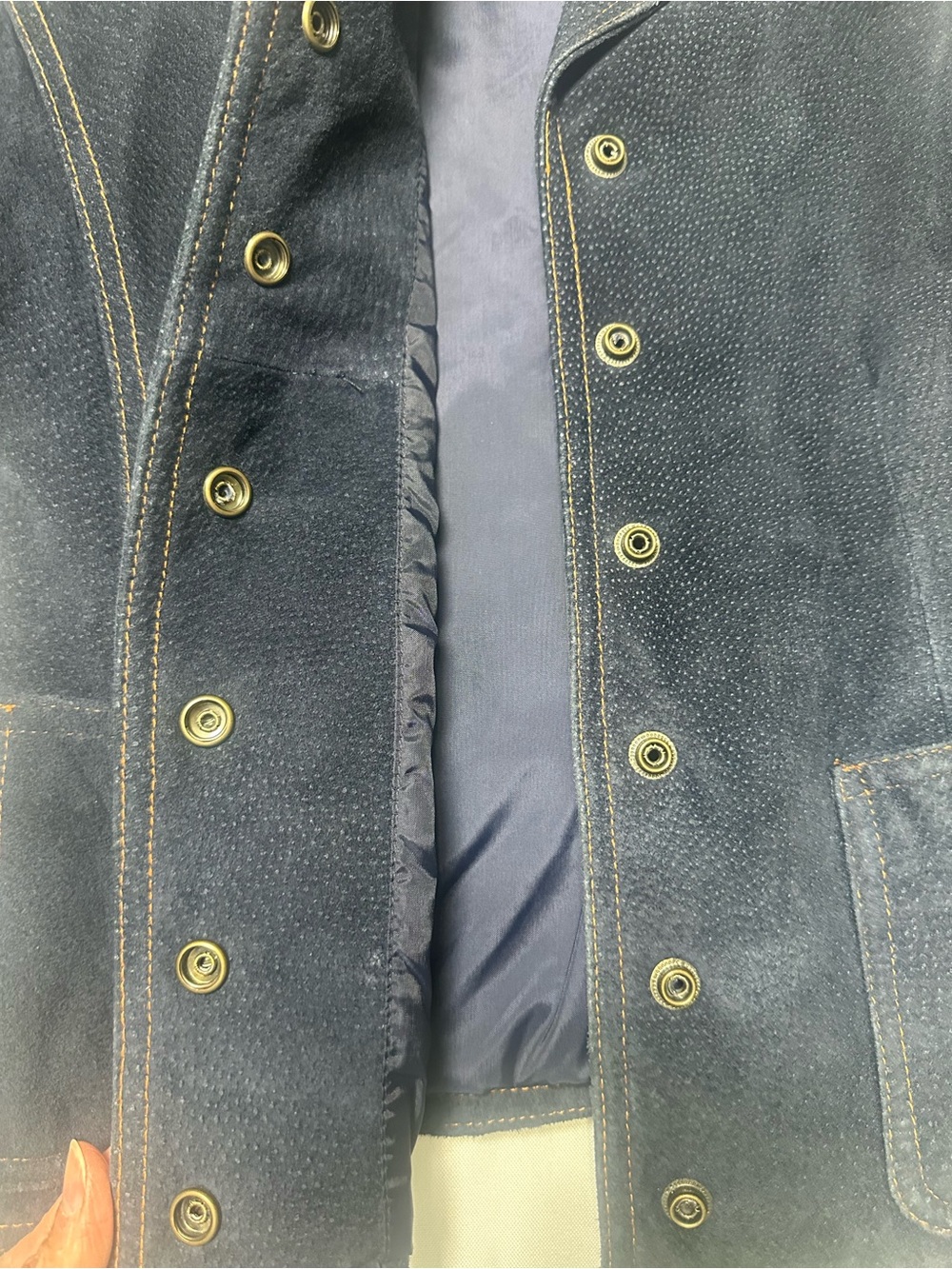 Wilsons Leather Navy Genuine Suede Button-Front Fitted Jacket Size M - Picture 9 of 9